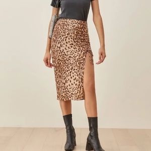 Reformation Prose Cheetah Ruched Pencil Skirt